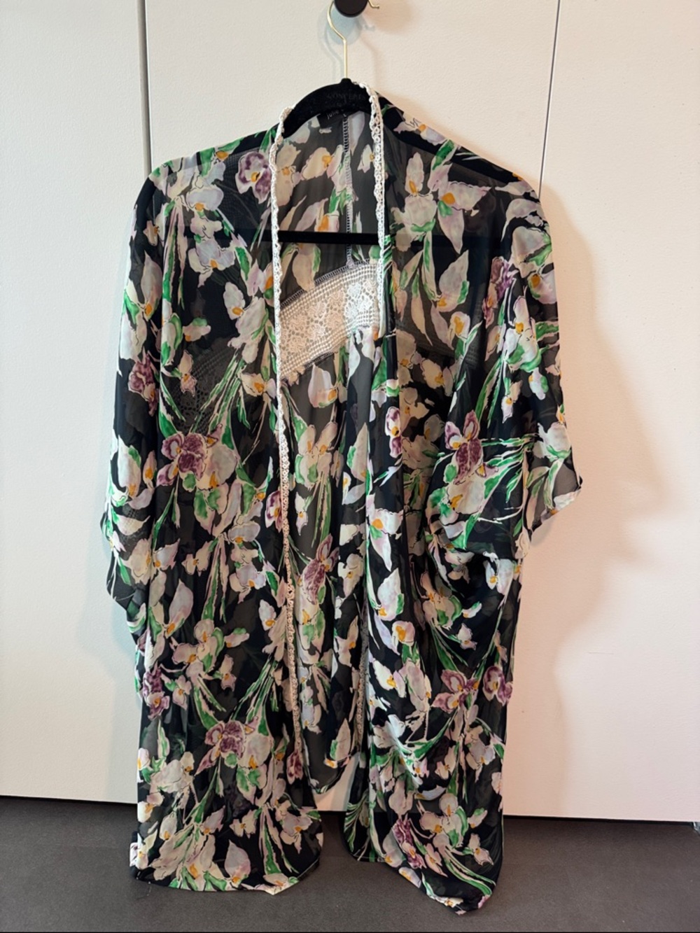 Large Floral Sheer Kimono Cover-Up